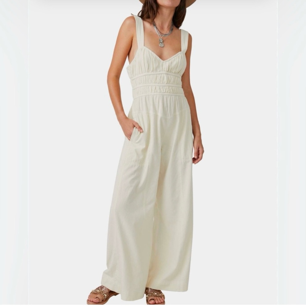 Free People Cream Jumpsuit